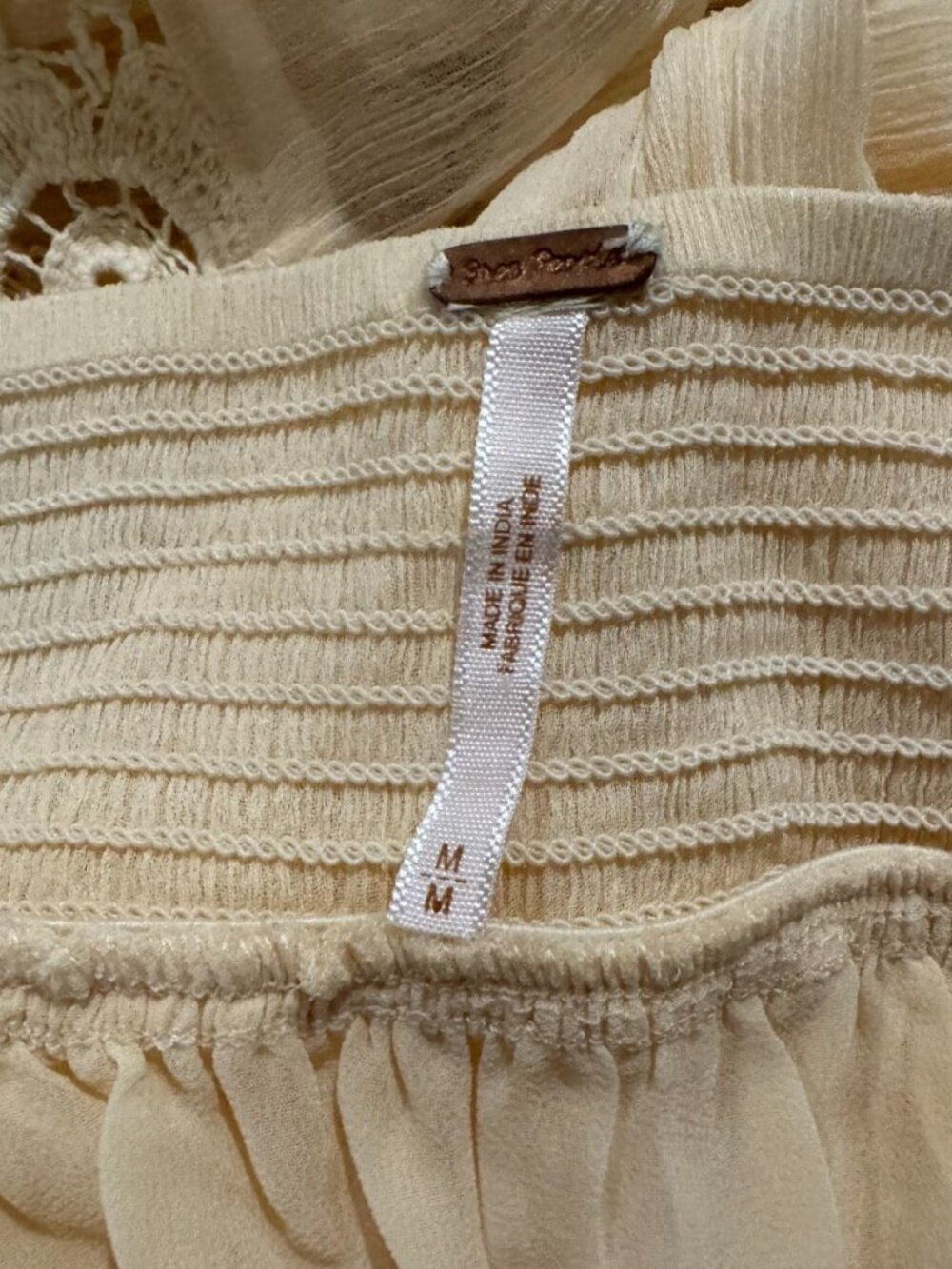 Free People Lace Therapy Midi Skirt Antique Ivory Crochet Lace Tiers NWT - Picture 8 of 9